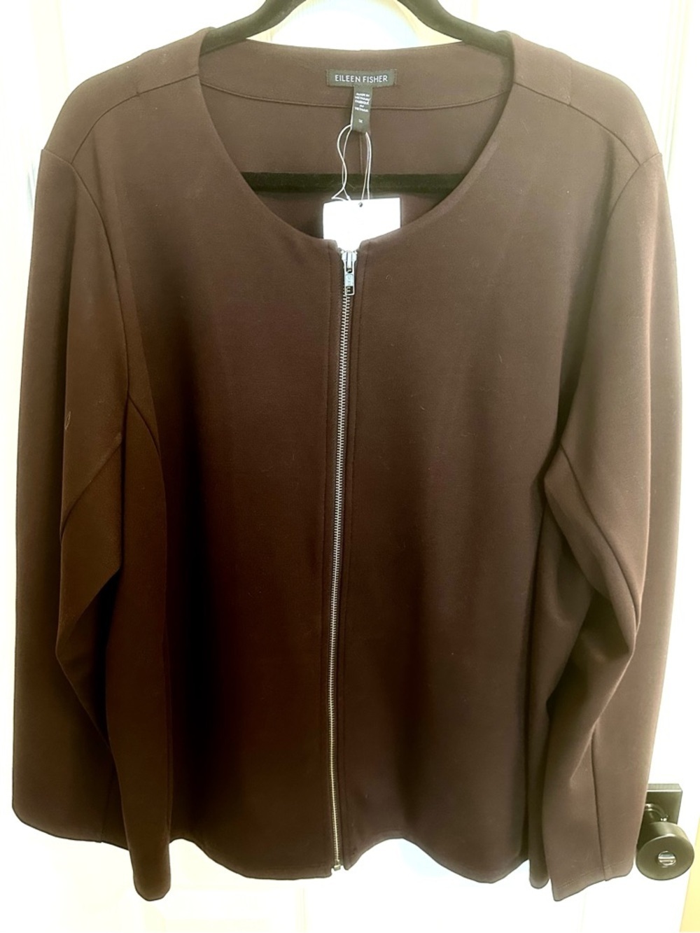 EILEEN FISHER Lovely Brown Zip-Front Jacket NWOT